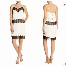 New CAD White Ivory V-Neck Lace-Trim Slip Dress (Nordstrom) Small