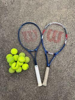 2 Wilson Tennis rackets with the balls