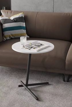 Round Side Table with Metal Base