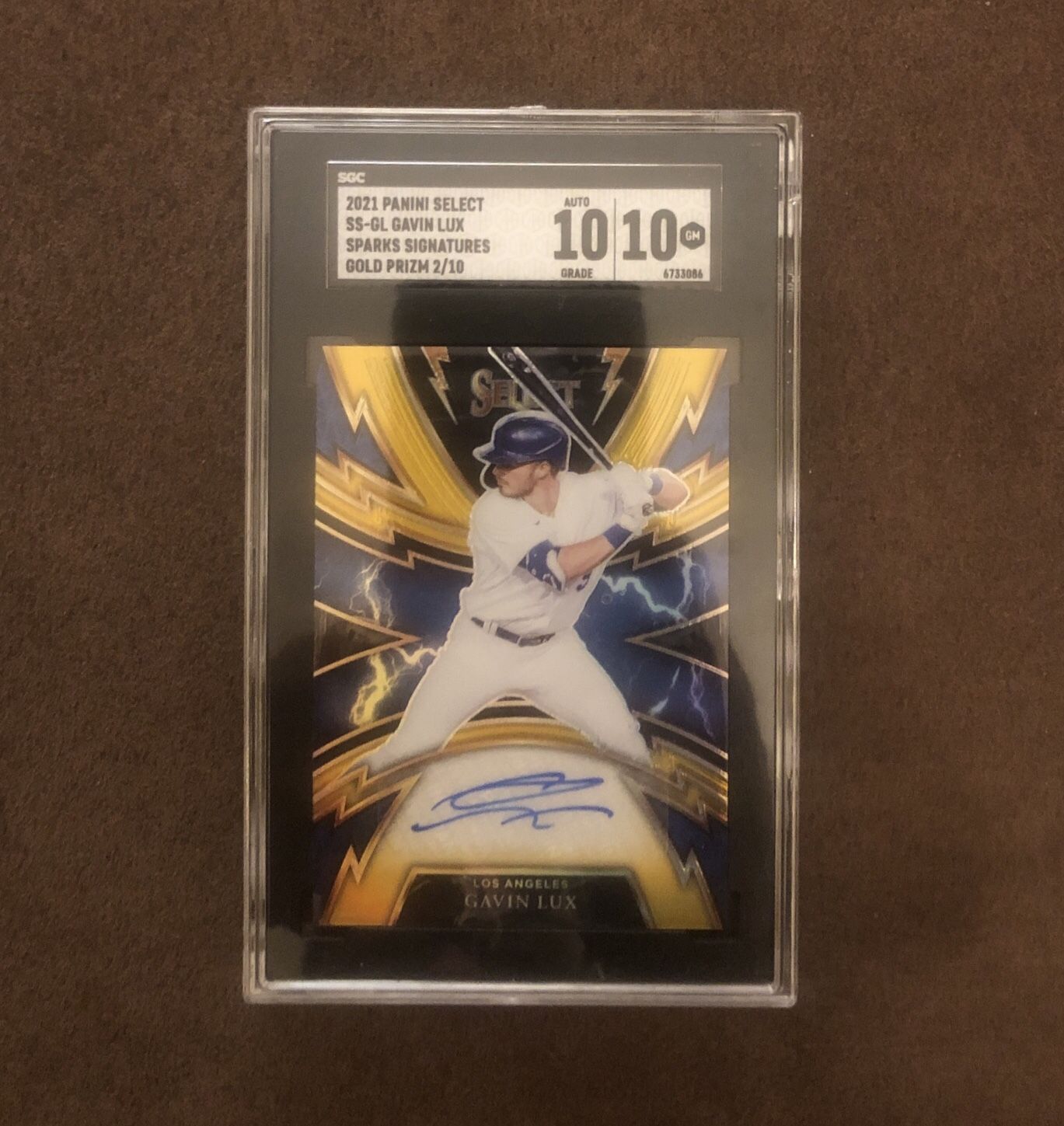 2021 Panini Select SS-GL Gavin Lux Gold Prism 2/10 SGC Graded 10-Card-MINt-Pop 1
