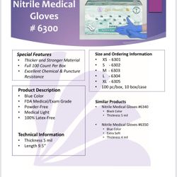 5 Mil Nitrile Gloves Food Grade/Medical 