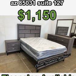 Queen size bedroom set With pillow top mattress and Boxspring brand new