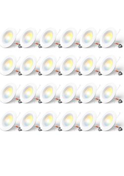 Amico Paquete de 24 luces LED empotrables de 5/6 pulgadas, luces de lata Moldura deflectora, regulable, 12.5W = 100W, 950LM, 5CCT- 2700K/3000K/4000K/5