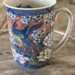 Crane And Floral Detail  Coffee ~Tea Cup