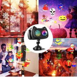 Projector Lights Outdoor, Holiday Projector with 18 HD Effects 3D Ocean Wave&Patterns, Waterproof Halloween Light Projector with Timer, Halloween Proj
