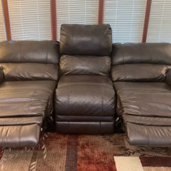 Leather 90 Inch Recliner Sofa