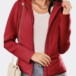 Women's Size 2X Quilted Lightweight Puffer Jacket, Red, NEW