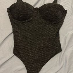 Small Bodysuit Black With Glitter Detail