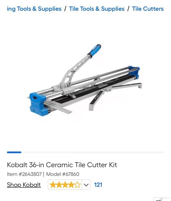 36" Kobalt Ceramic Tile Cutter. 