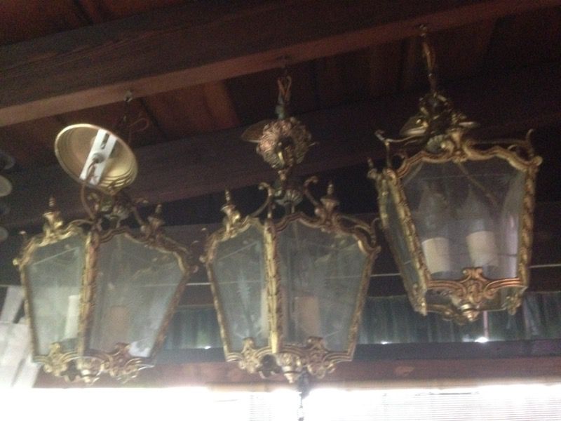 Antique Bronze light fixtures candelabras 3 pc