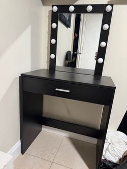 Vanity with mirror and led lights