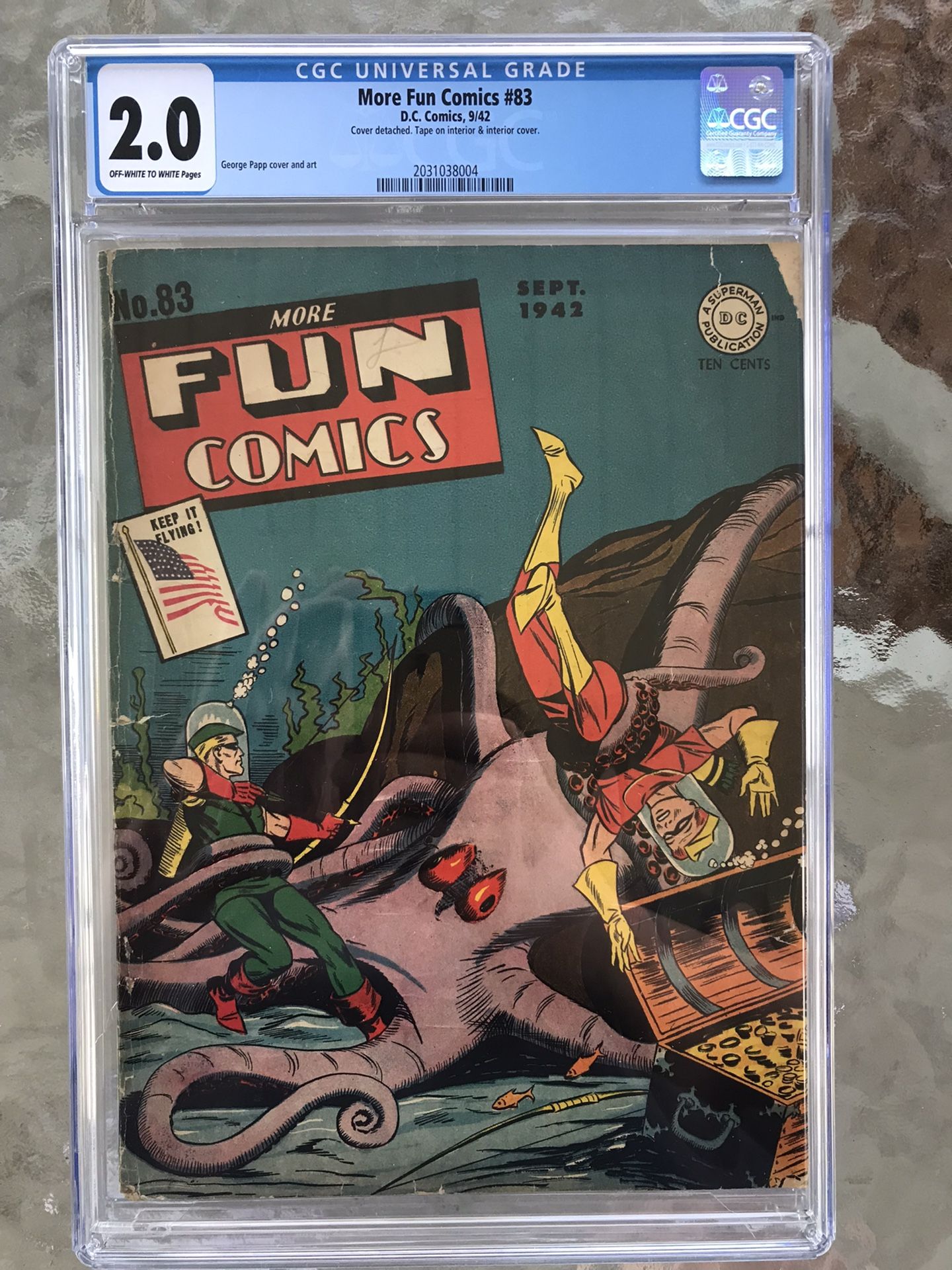 More Fun #83 (1942) CGC 2.0 — O/w to White Pages; George Papp Octopus Cover
