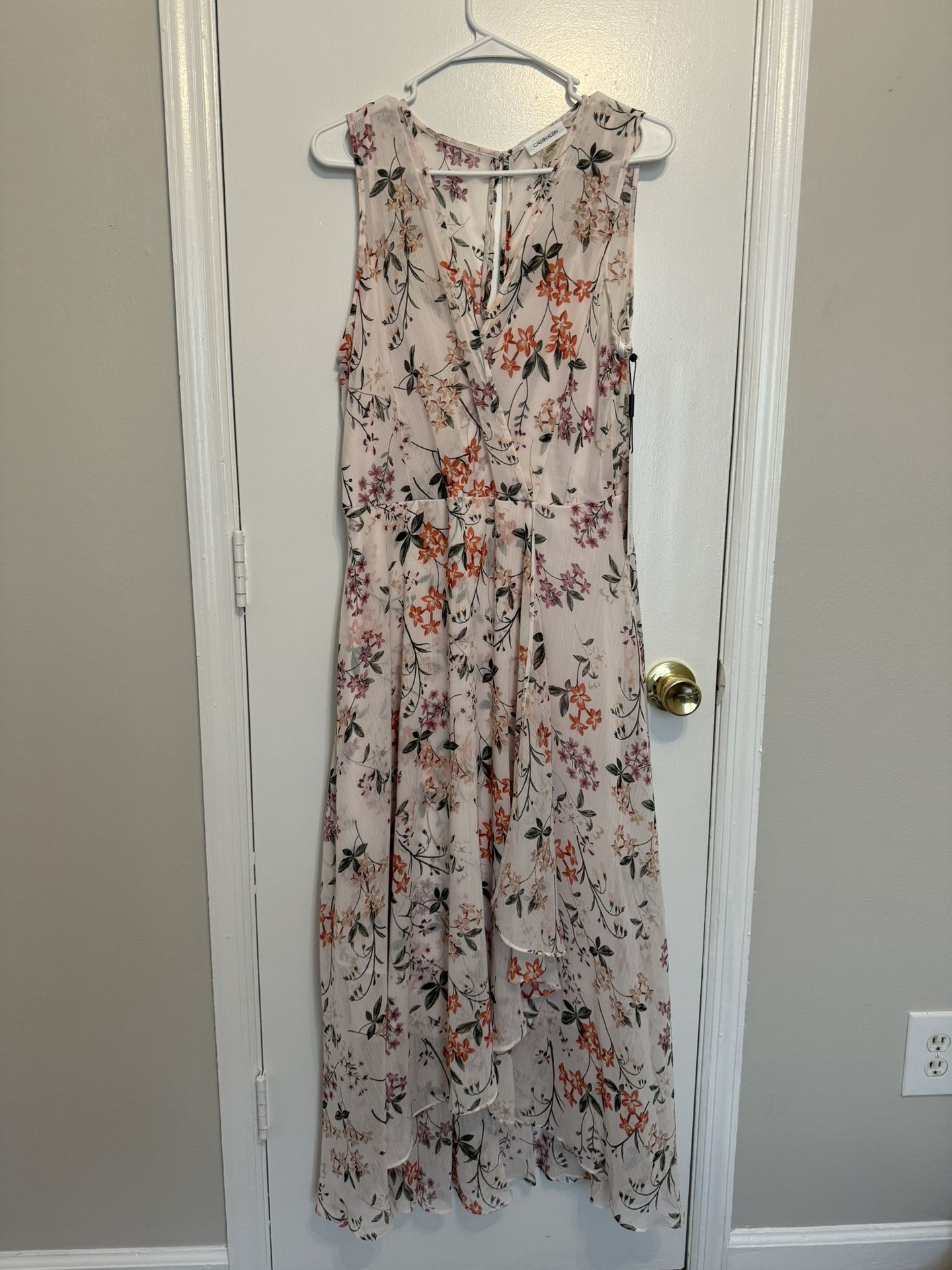 chinese dress ladies Pink Floral Wrap Midi Dress | Calvin Klein