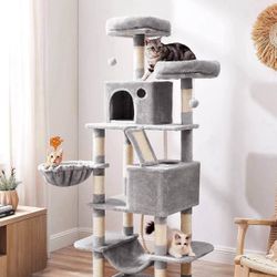 Pct165w  Large Cat Tower with 13 Scratching Posts 2 Perches