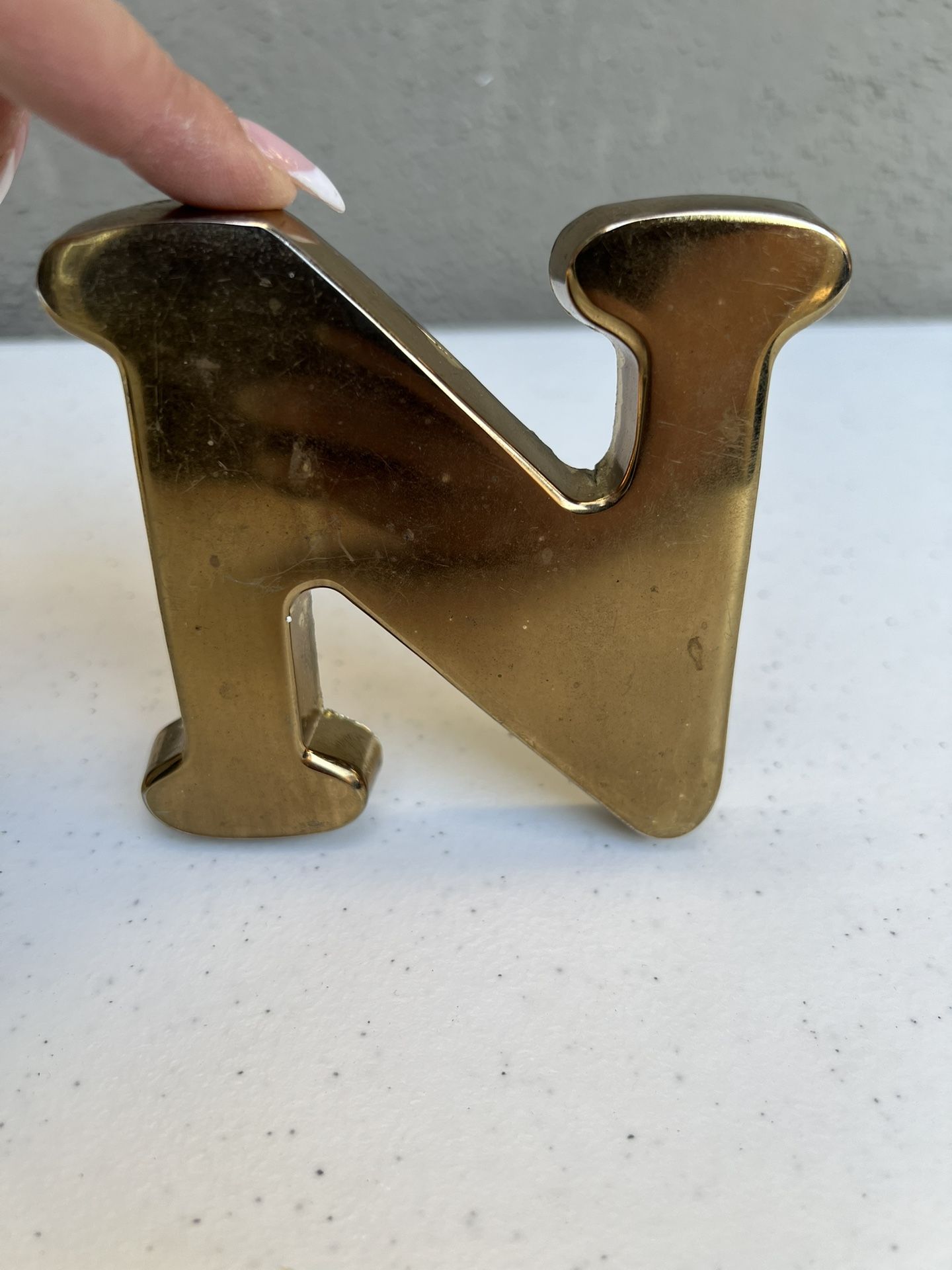 Vintage Brass Paperweight Letter N