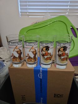 1987 Botman Rockwell drinking glasses