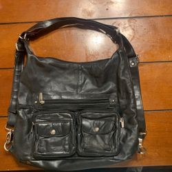 Black Leather Purse/ Backpack 