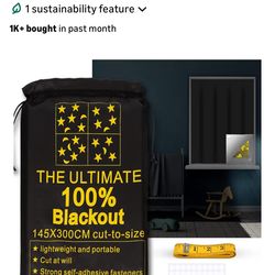 Brand new Portable Blackout Shades (118" x 57") Travel Window Blackout Curtains, 100% Blackout Material Temporary Blackout Blinds for Baby Nursery, Be