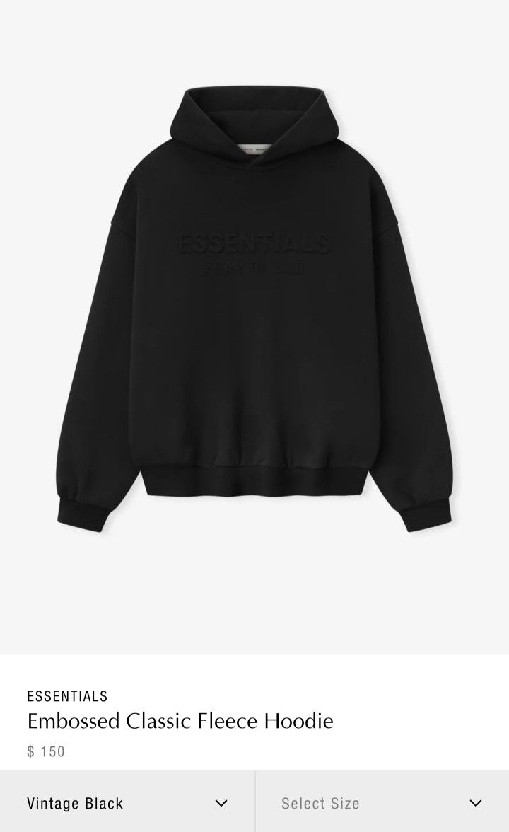 ESSENTIALS
Embossed Classic Fleece Hoodie