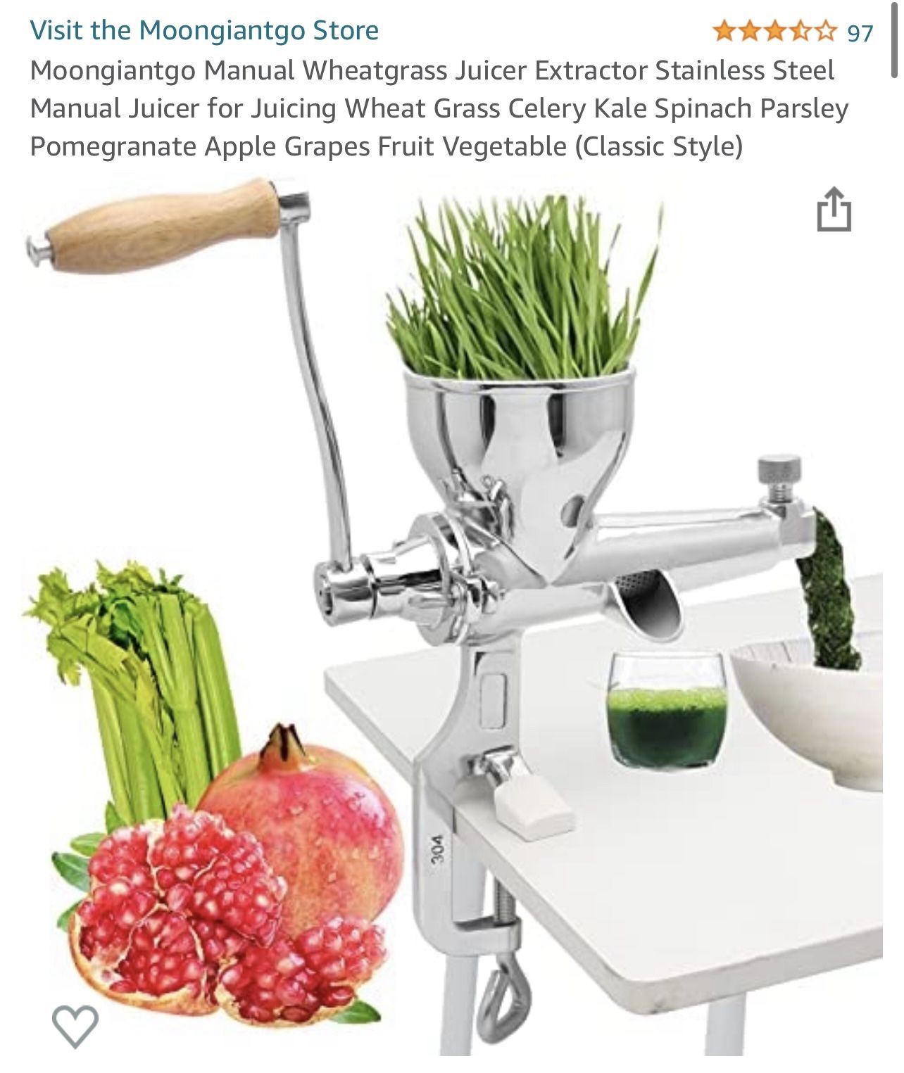 Manual Wheatgrass Juicer Extractor