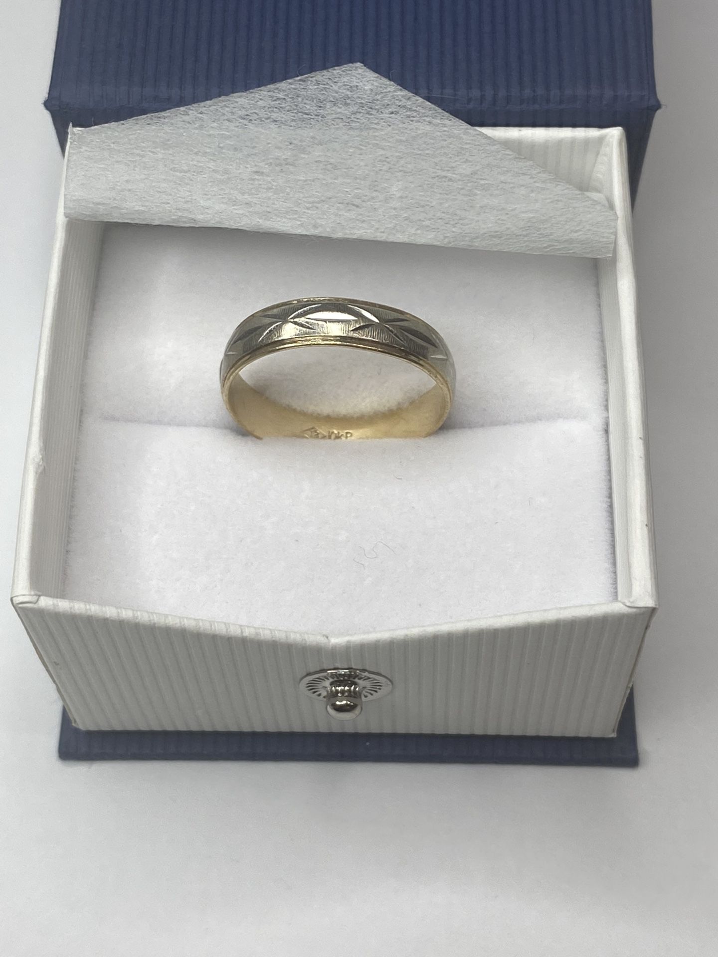 Engraved 10K Two Tone Gold Ring 5mm
