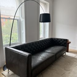 CB2 Savile Leather Tufted Sofa - Black