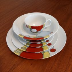 Rare, Limited Edition, Vintage NORITAKE Frank Lloyd Wright 6 piece set Art Deco Dinnerware