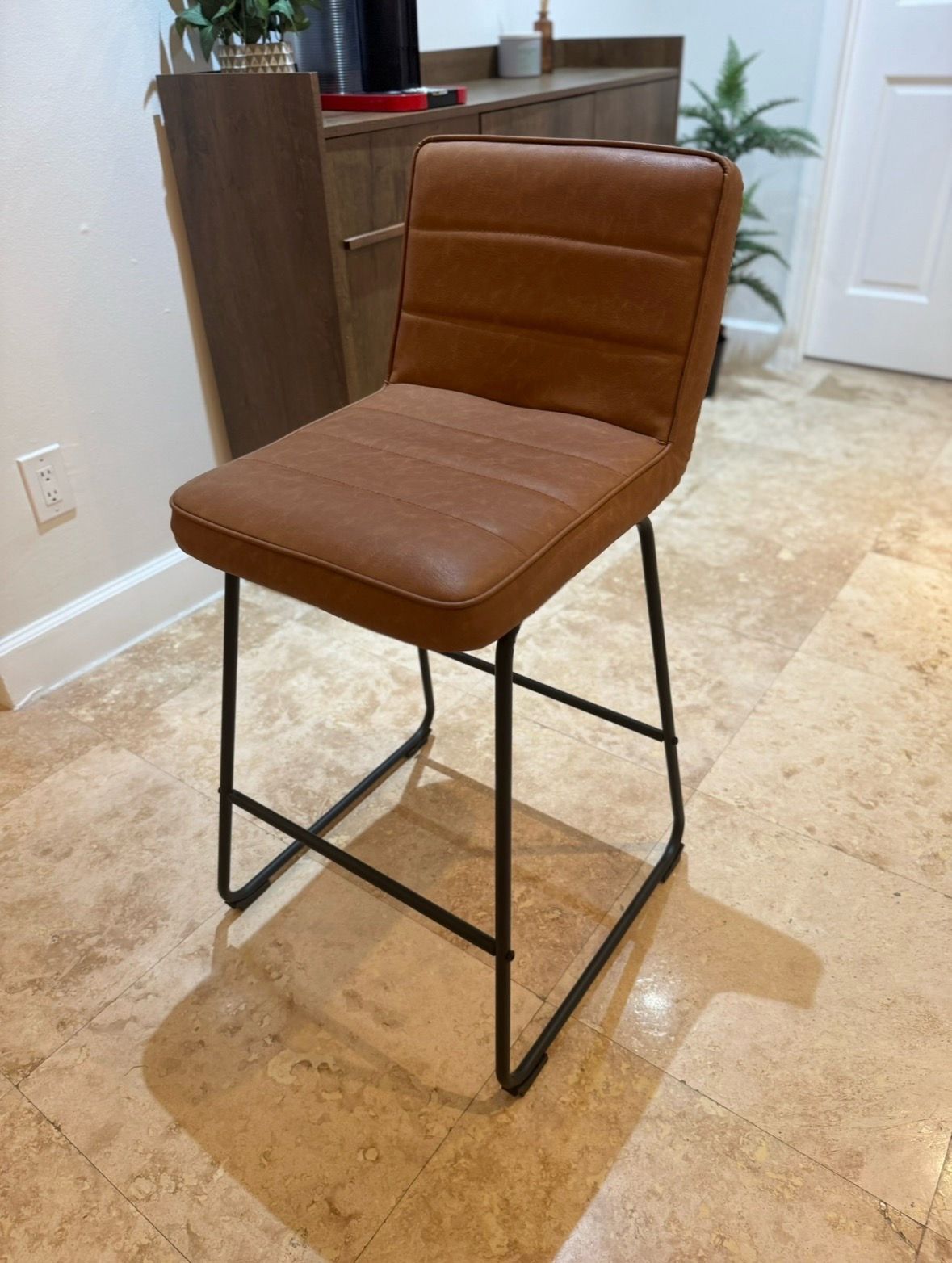 Brown Leather Counter / Bar Stool (1 piece)