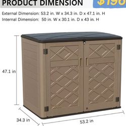 😀 Larger Outdoor Storage Shed Weather Resistance, Resin Sheds & Outdoor Storage for Garden, Patios, Backyards, 48 Cu.Ft Tool Shed for Garbage Cans,