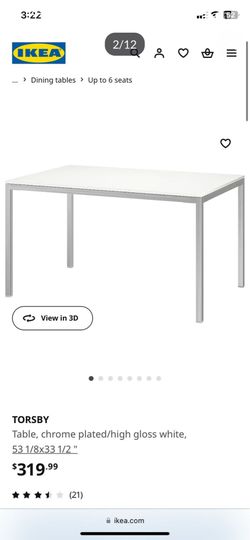 IKEA TORSBY Dining Table – High Gloss White & Chrome