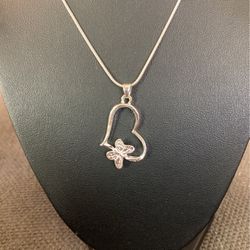Sterling Silver Butterfly Heart Necklace 