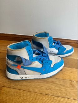 Jordan Air Jordan 1 Off-White UNC High Top Leather Blue White Sz 11 Sneaker