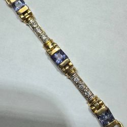 18k yellow gold Women Bracelet with Amethyst Cubic Zirconia