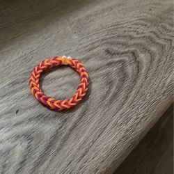 Magenta And Orange Rubber Band Bracelet 