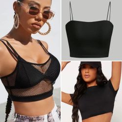 3 For 10$ Mix & Match - Sexy Casual Black Crop Top Bundle Lot Of 3 Size M - Good Preloved Condition