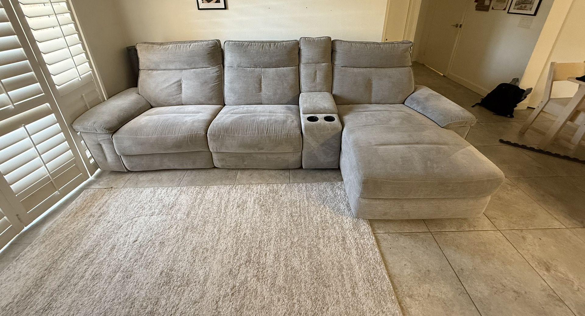 Living Spaces Modular Couch With Mechanical And Motorized Recliners