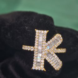 INTIAL "C" VVS D MOISSANITE  AND 925 STERLING SILVER OVER YELLOW GOLD