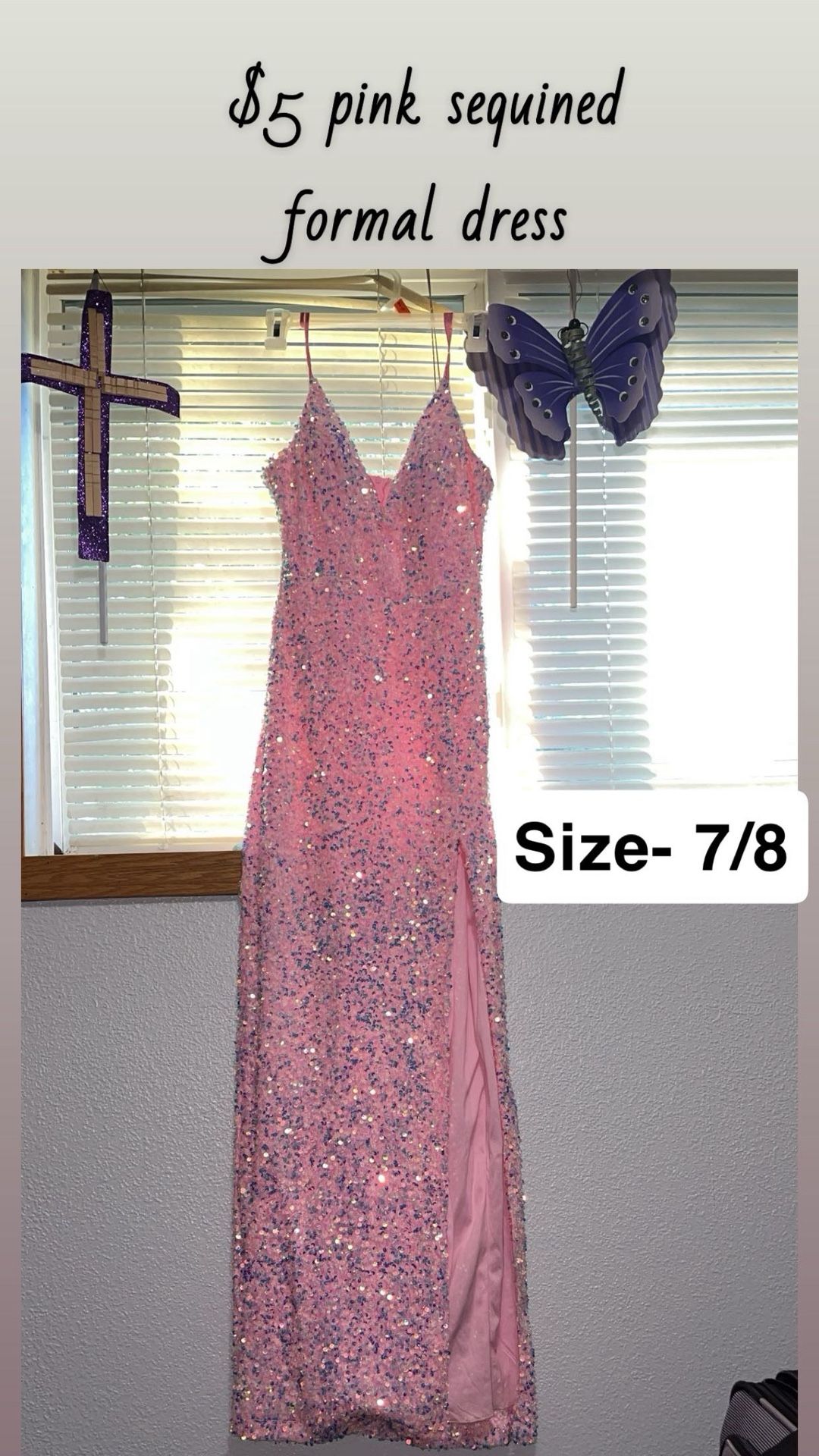 Pink Sequined Formal Dress