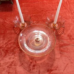 Antique Cake, Plate, And Candleholders