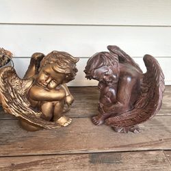 Set Of Sitting Angel Statues -indoor/outdoor