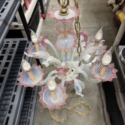 Vintage Floral Murano Glass Chandelier, 1950s