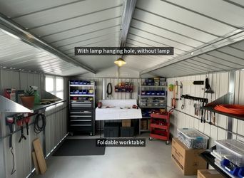 12x10 ft Metal garden sheds outdoor storage sheds brown with window with Goods Shelves