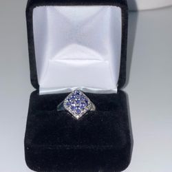 Bluish Violet Tanzanite & Topaz Ring w/ WJA, EST Value Of $1,580.00