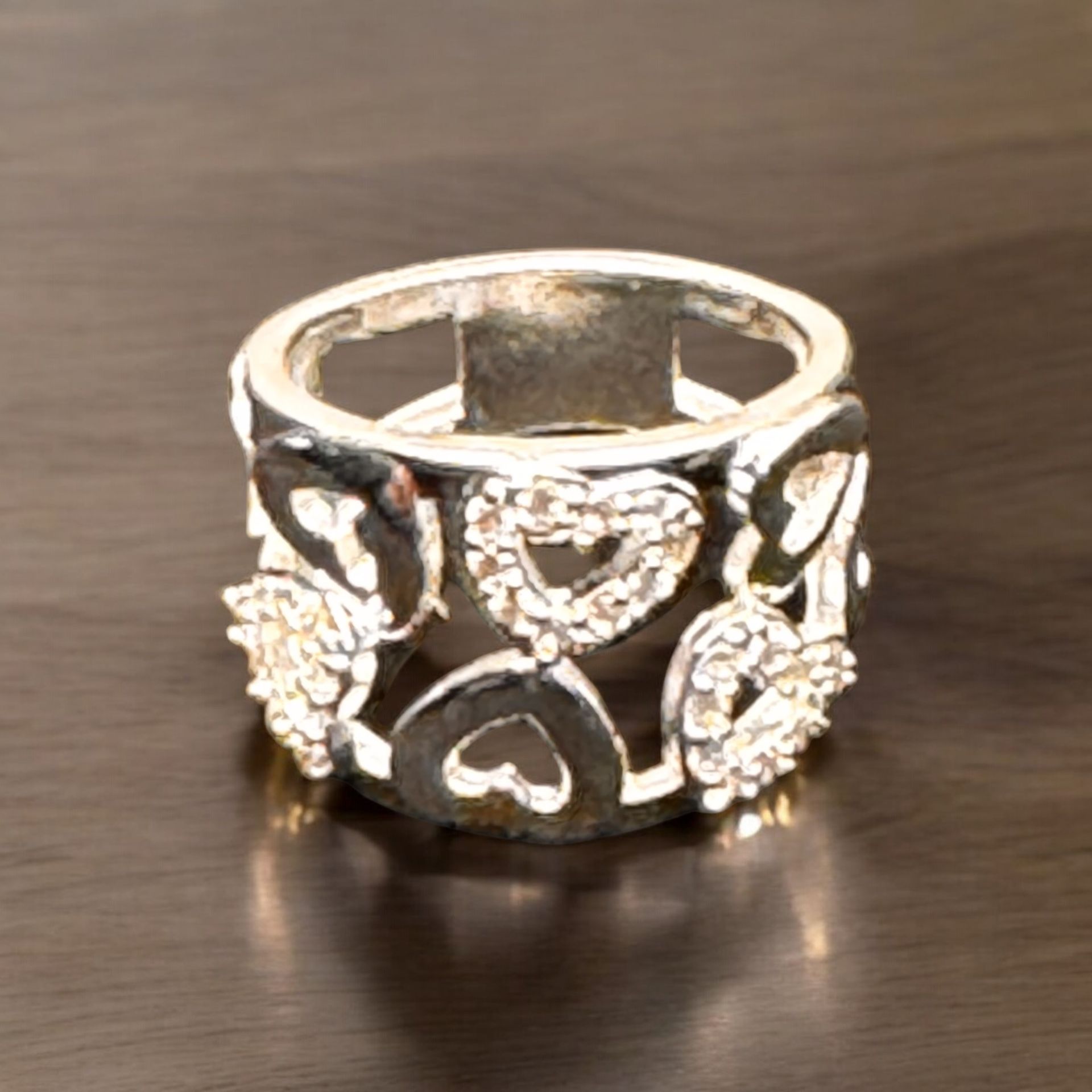 Size 7 .925 Sterling silver heart band ππ