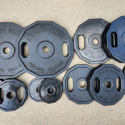 Iron Grip Rubber and Urethane Encased Olympic Weight Plate Set