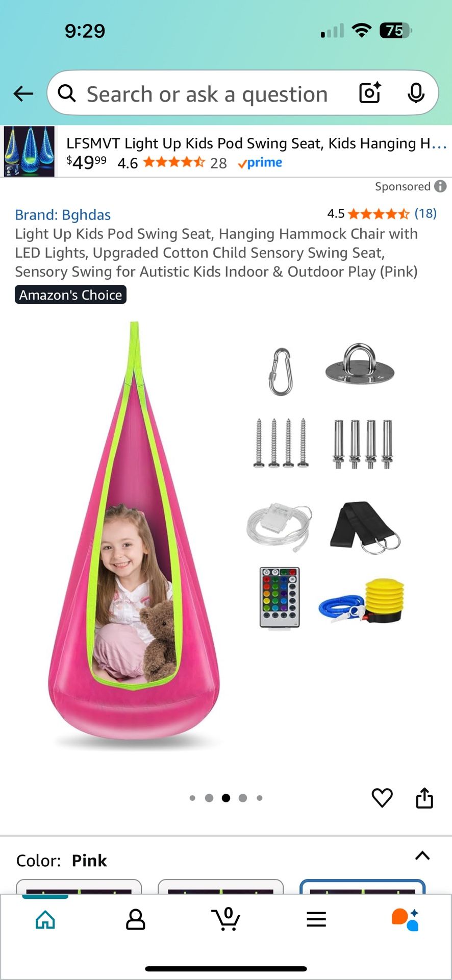 Pink Hanging POD Chair