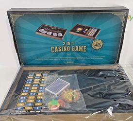 NEW Roulette Table And Blackjack 2 In 1 Casino Multi Game Tabletop Wood Trim CIB