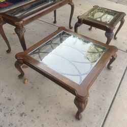 3 Wood Glass Tables 