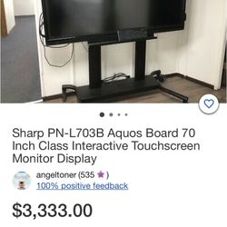 70 Inch Sharp Aquosboard Touchscreen Tv
