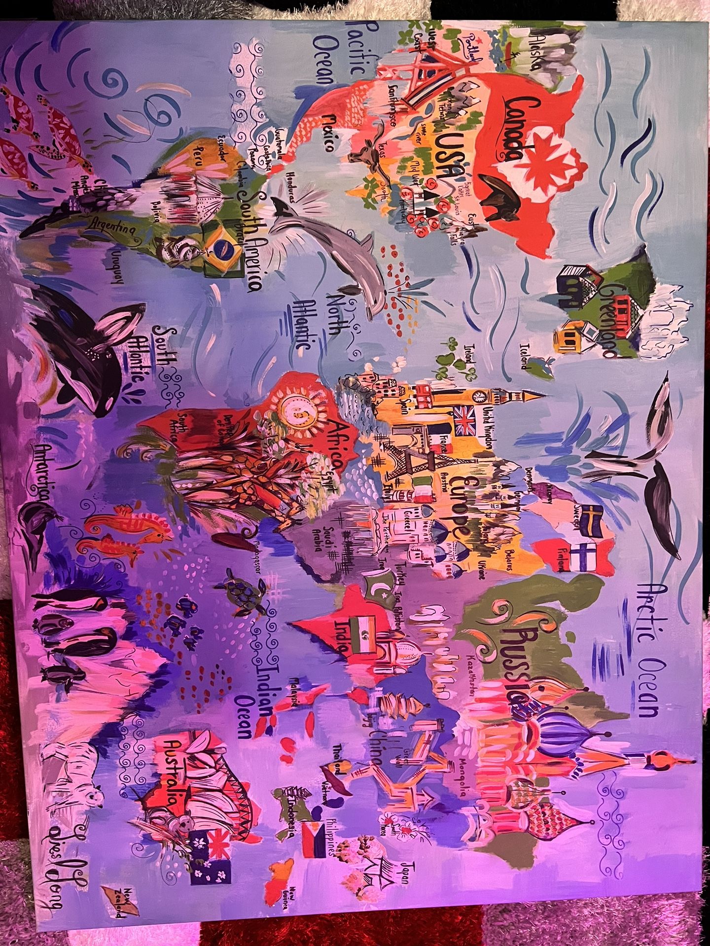 Hand Made World Map Frame